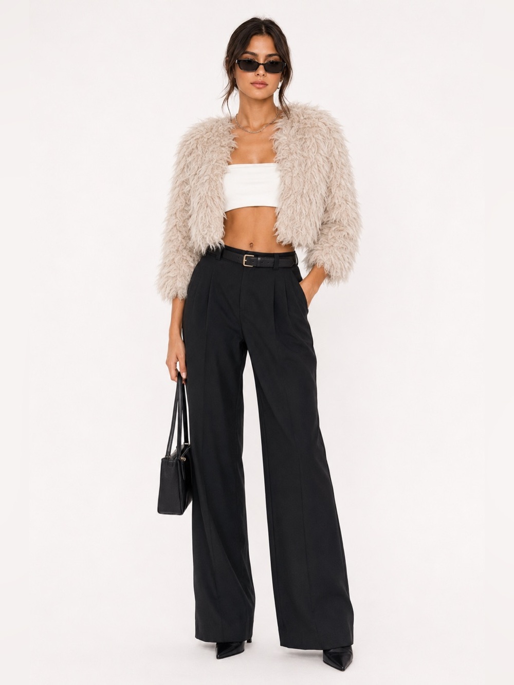 Leyendecker Faux Fur Sherpa Crop Jacket